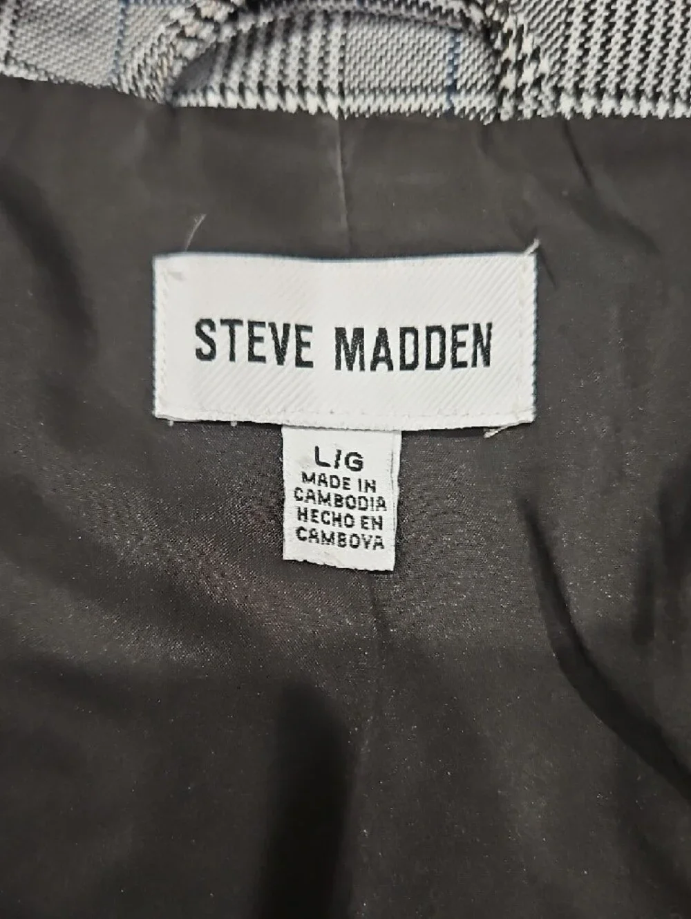 Steve Madden Gray Plaid Single-Button Blazer